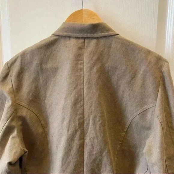 Vintage Linen Blazer Relaxed Fit Neutral Tan Brown Size  EU42 Medium - Picture 7 of 16